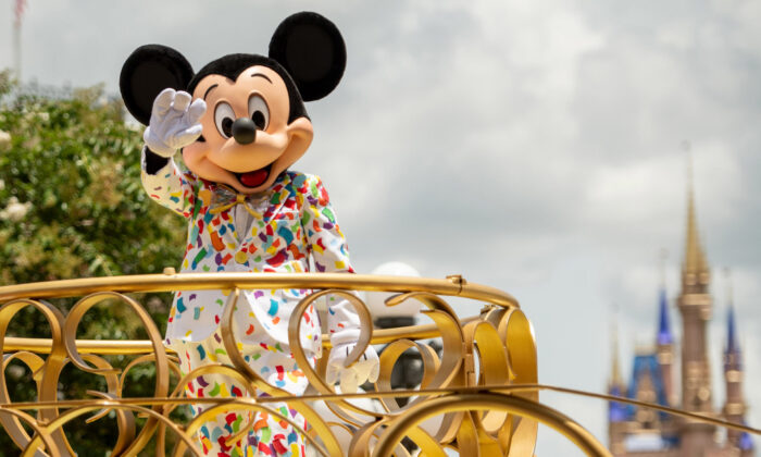 Mickey Mouse stars in the "Mickey and Friends Cavalcade, in Lake Buena Vista, Fla., on July 2, 2020. (Kent Phillips/Walt Disney World Resort via Getty Images)