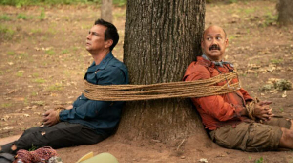 Family Camp-guys tied to tree