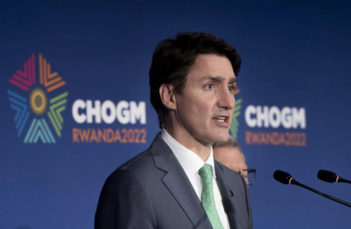 Prime Minister Justin Trudeau responds to questions during the closing news conference at the Commonwealth Heads of Government Meeting in Kigali, Rwanda, June 25, 2022. (The Canadian Press/Paul Chiasson)