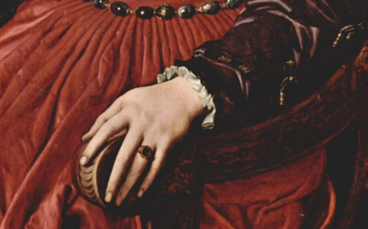 A detail from a portrait of Lucrezia Panciatichi, circa 1540, by Angelo Bronzino. (Public Domain)