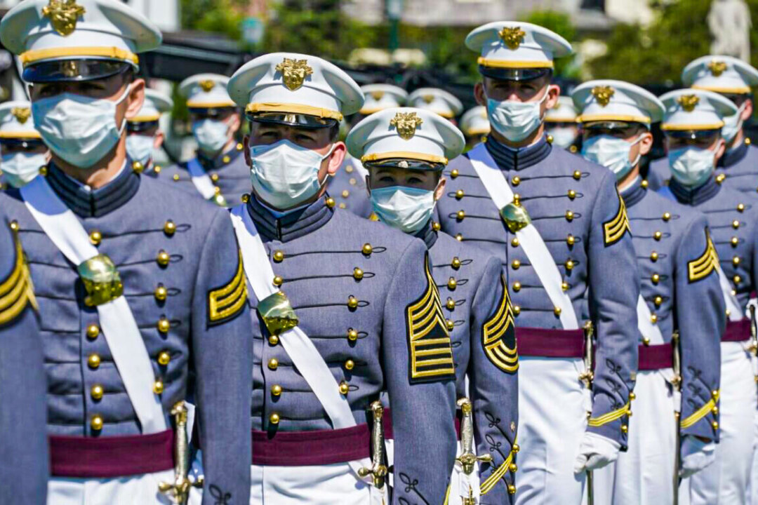 U.S. Military Academy cadets attend the 2020 graduation ceremony at West Point, New York, on June 13, 2020. (Timothy A. Clary/AFP via Getty Images)