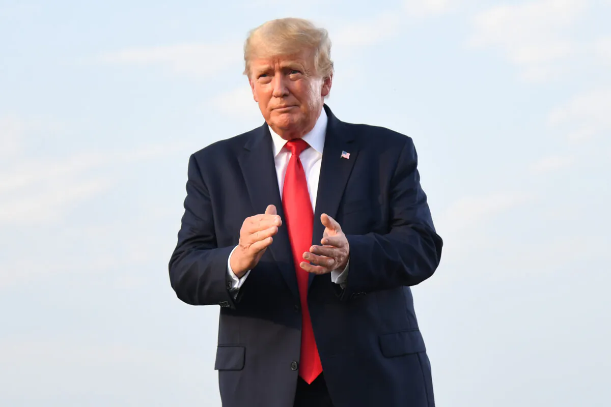 Former President Donald Trump arrives to give remarks during a "Save America" rally at the Adams County Fairgrounds in Mendon, Ill., on June 25, 2022. (Michael B. Thomas/Getty Images)