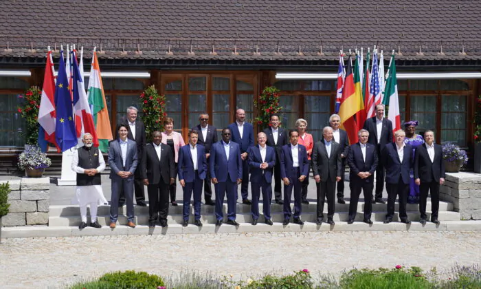 G7 group of nations leaders pose for a photo in Garmisch Partenkirchen in Germany on June 27, 2022. (Stefan Rousseau/Pool/ Getty Images)