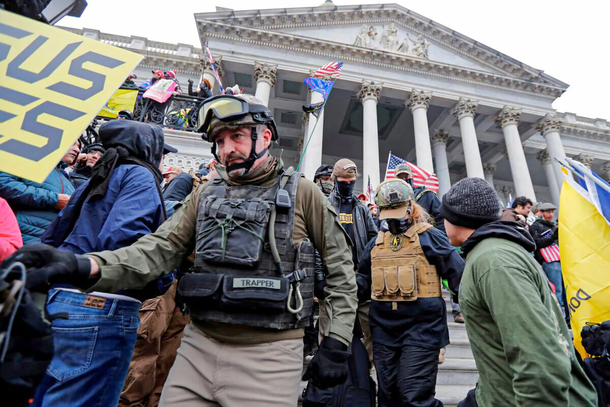 Members of the Oath Keepers are seen during a protest against the certification of the 2020 U.S. presidential election results by the U.S. Congress, at the U.S. Capitol on Jan. 6, 2021. (Jim Bourg/Reuters)