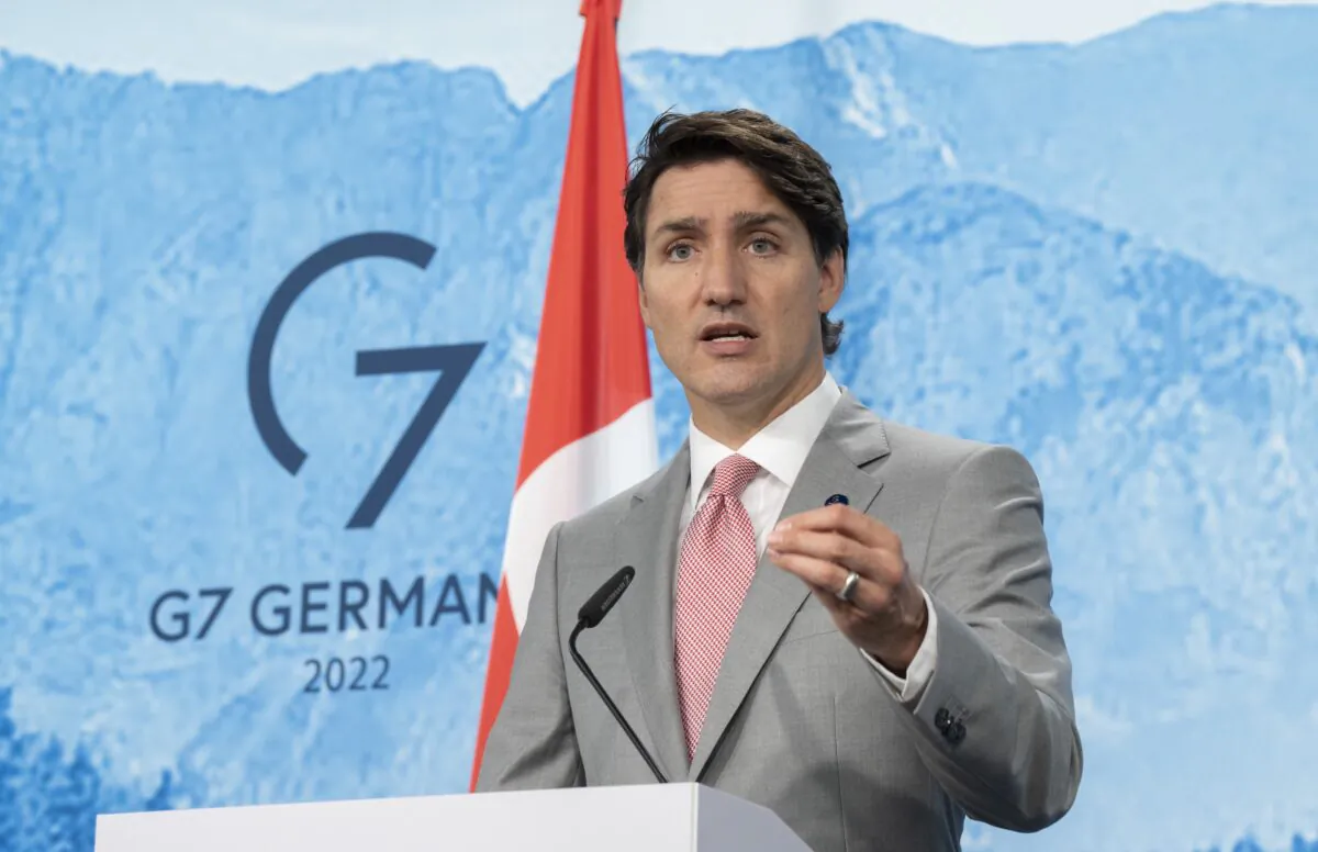 Prime Minister Justin Trudeau responds to a question during the closing news conference at the G7 Summit in Schloss Elmau on June 28, 2022. (Paul Chiasson/The Canadian Press)