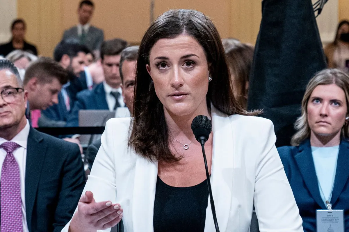 Cassidy Hutchinson, a top former aide to Trump White House Chief of Staff Mark Meadows, testifies during the sixth hearing by the House Jan. 6 committee on the U.S. Capitol in the Cannon House Office Building in Washington on June 28, 2022. (Andrew Harnik/AFP via Getty Images)