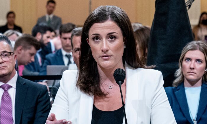 Cassidy Hutchinson, a top former aide to Trump White House Chief of Staff Mark Meadows, testifies during the sixth hearing by the House Jan. 6 committee on the U.S. Capitol in the Cannon House Office Building in Washington on June 28, 2022. (Andrew Harnik/AFP via Getty Images)