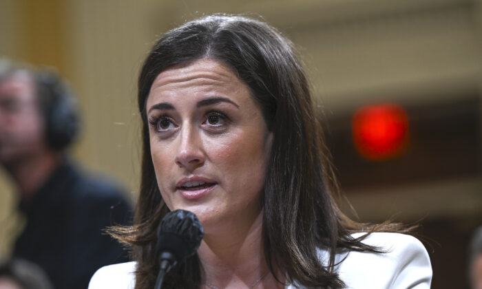 Cassidy Hutchinson, a top former aide to Trump White House Chief of Staff Mark Meadows, testifies during the sixth hearing by the House January 6 committee on the U.S. Capitol in the Cannon House Office Building in Washington on June 28, 2022. (Brandon Bell/Getty Images)