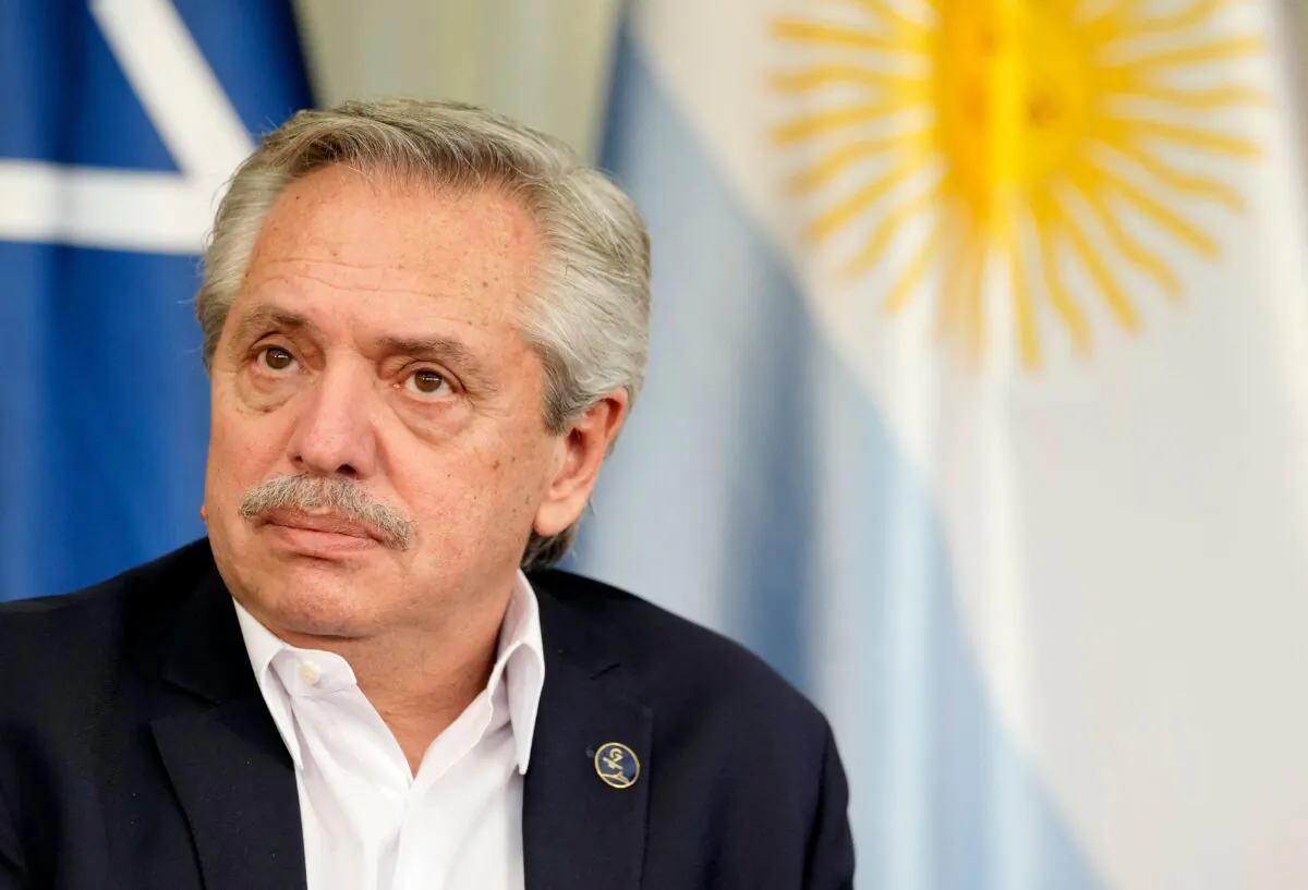 Argentine president Alberto Fernandez during a bilateral meeting with the German chancellor at Elmau Castle, southern Germany, on June 27, 2022. (Markus Schreiber/POOL/AFP via Getty Images)