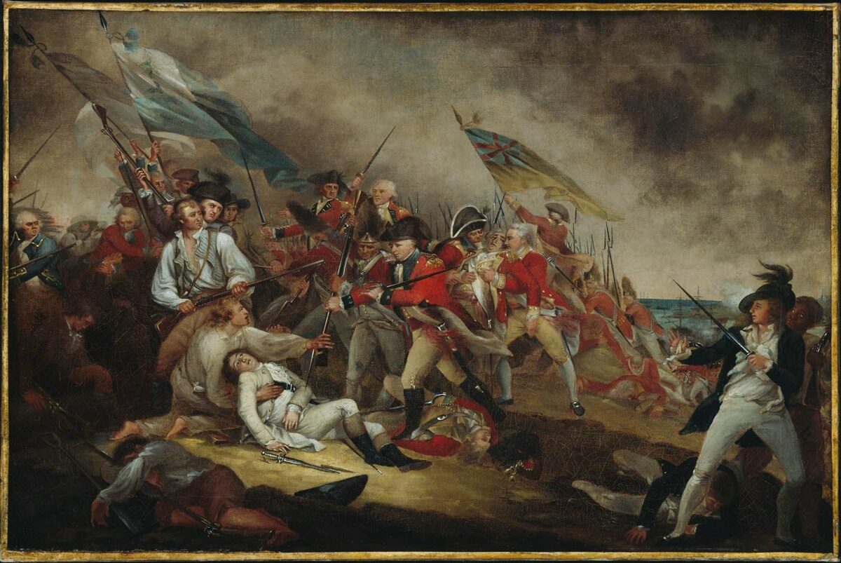 The famous painting depicting the death of founding father Joseph Warren during the battle of Bunker Hill in Massachusetts on June 17, 1775 by John Trumbull. (Public domain)