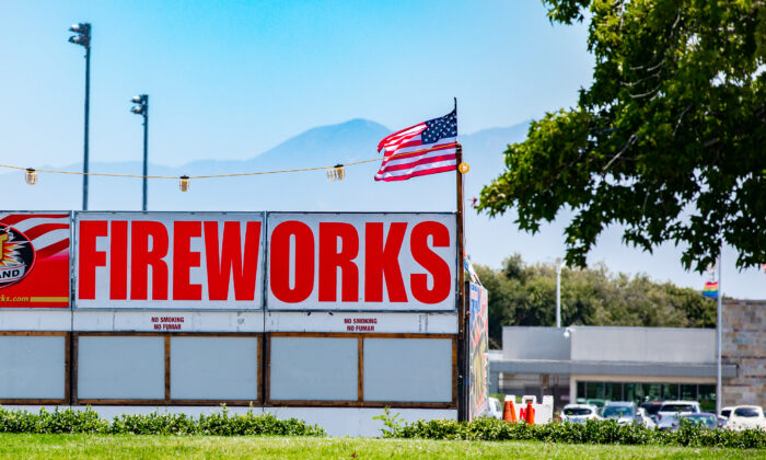 A firework stand in Costa Mesa, Calif., on June 29, 2022. (John Fredricks/The Epoch Times)