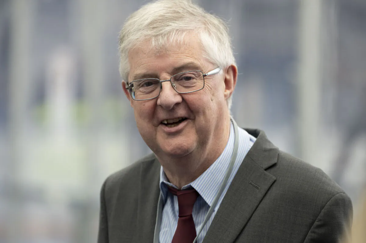 First Minister of Wales Mark Drakeford smiles during the election count at the House of Sport in Cardiff, Wales, on May 6, 2022. (Matthew Horwood/Getty Images)