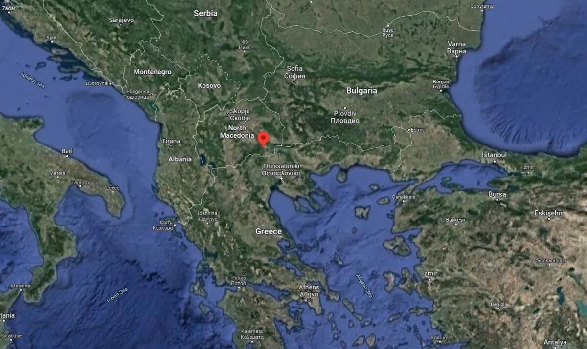 Location of the Miravci village in North Macedonia in 2022. (Google Maps/Screenshot via The Epoch Times)