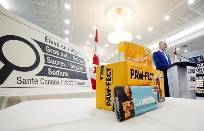 Minister of Health Jean-Yves Duclos announces new food labelling in Ottawa on June 30, 2022. Canada will require that companies add nutrition warnings to the front of pre-packaged food with high levels of saturated fat, sugar or sodium, starting in 2026. (The Canadian Press/Sean Kilpatrick)