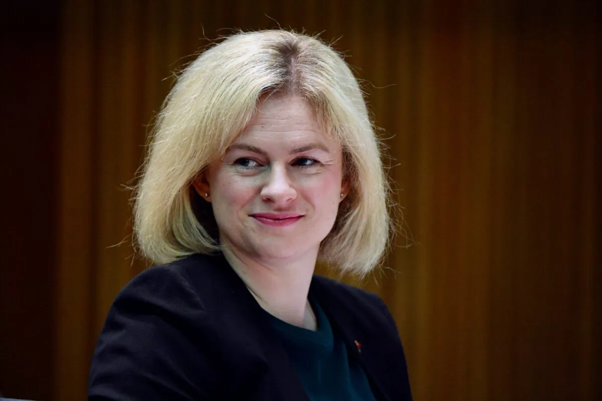Former Liberal senator Amanda Stoker during Senate Estimates at Parliament House in Canberra, Monday, on Feb. 14, 2022. (AAP Image/Mick Tsikas) 