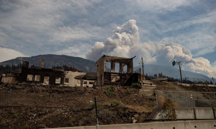 A property destroyed by the Lytton Creek wildfire is shown in Lytton, B.C., on August 15, 2021. (The Canadian Press/Darryl Dyck)