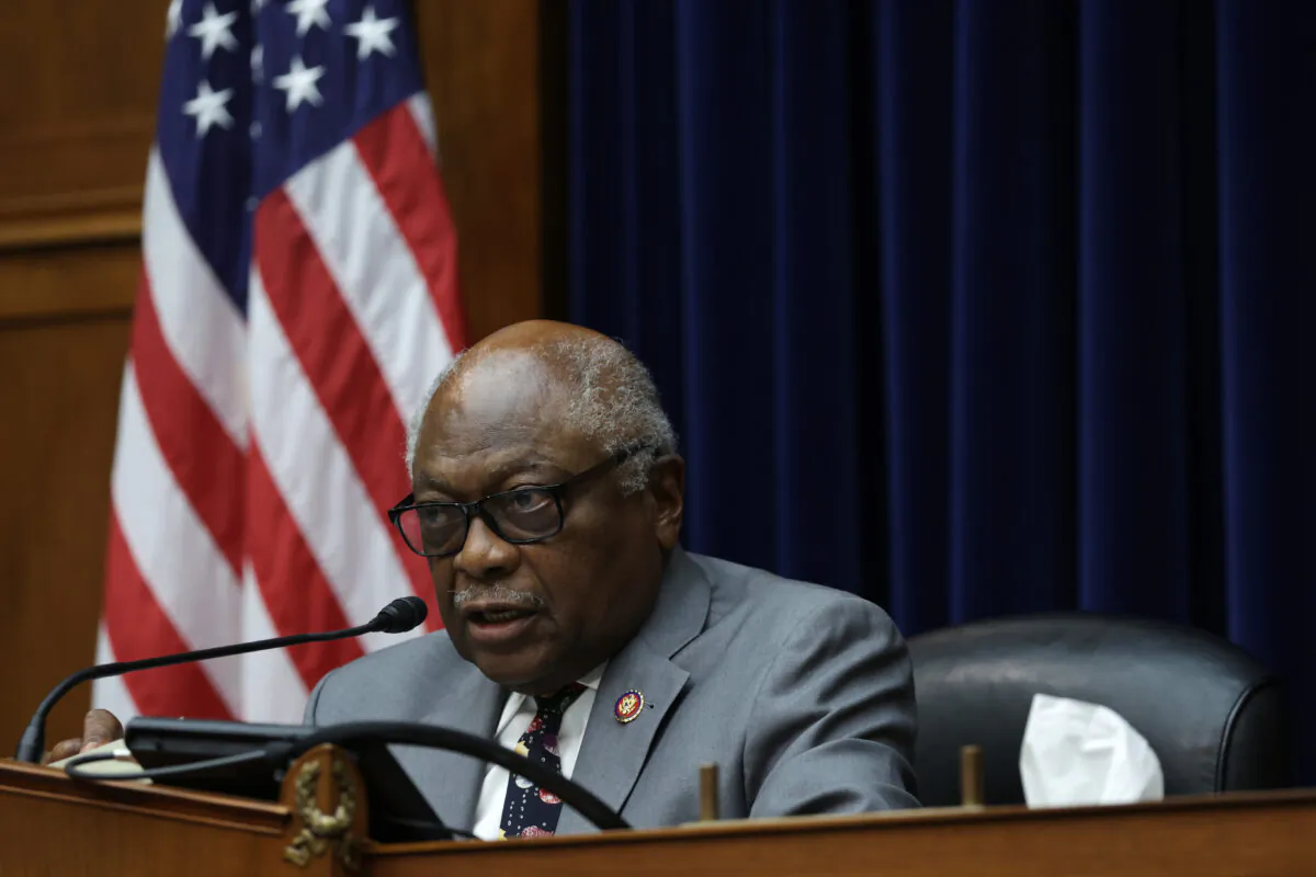Subcommittee Chairman Rep. James Clyburn (D-SC) speaks during a hearing before House Select Subcommittee on the Coronavirus Crisis at Rayburn House Office Building on Capitol Hill in Washington, June 23, 2022. (Alex Wong/Getty Images)