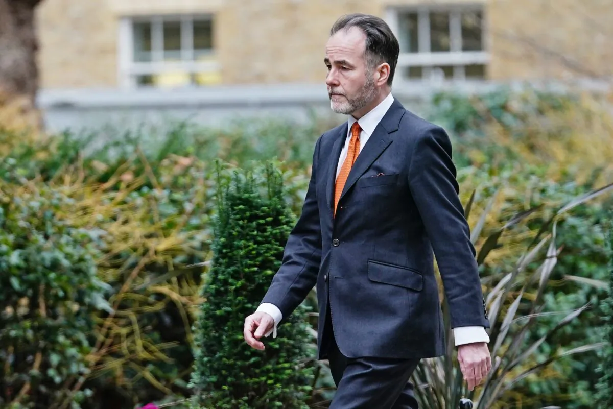 Chris Pincher, then minister of state in the Department for Levelling Up, Housing, and Communities, in Downing Street, London, on Feb. 8, 2022. (Aaron Chown /PA Media)