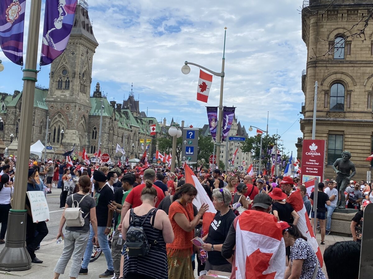 Crowds March in Downtown Ottawa to Call for Freedoms on Canada Day