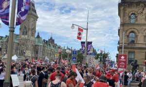 Crowds March in Downtown Ottawa to Call for Freedoms on Canada Day