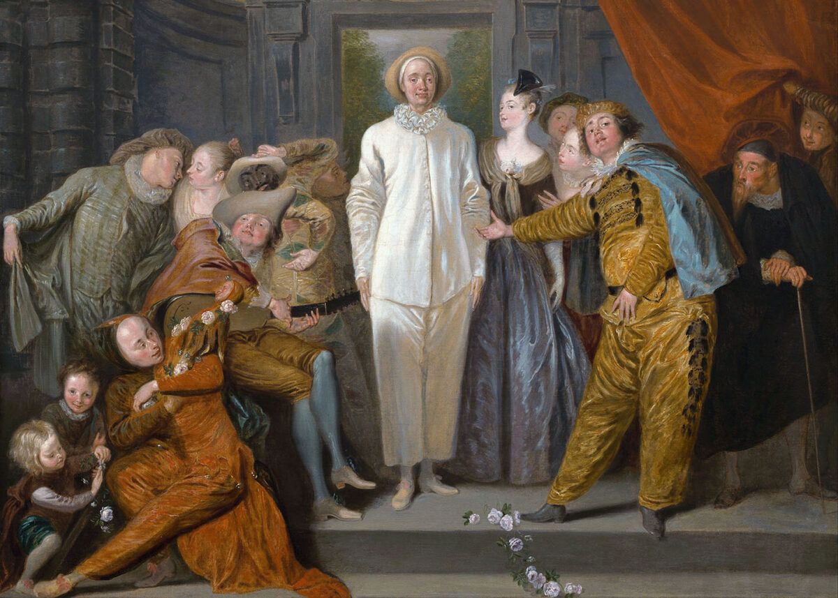 Enter the wit! A detail from "The Italian Comedians," circa 1720, by Jean-Antoine Watteau. Oil on canvas. National Gallery of Art, Washington, D.C. (Public Domain)