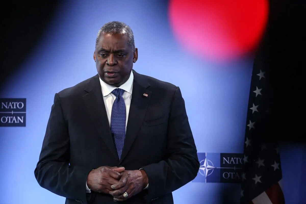 Defense Secretary Lloyd Austin at a meeting at the NATO headquarters in Brussels, on June 16, 2022. (Valeria Mongelli/AFP via Getty Images)