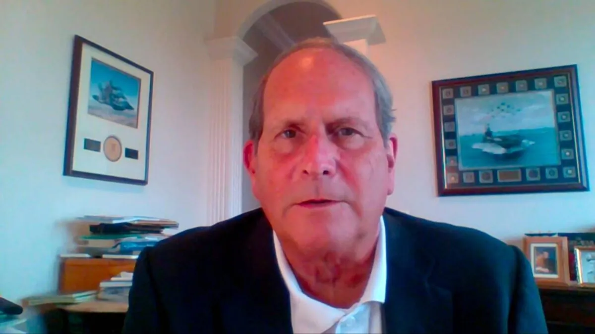 James Robb, former TOPGUN commander, retired Navy admiral, and president of the National Training and Simulation Association, in a screenshot  in June 2022. (Screenshot via The Epoch Times)