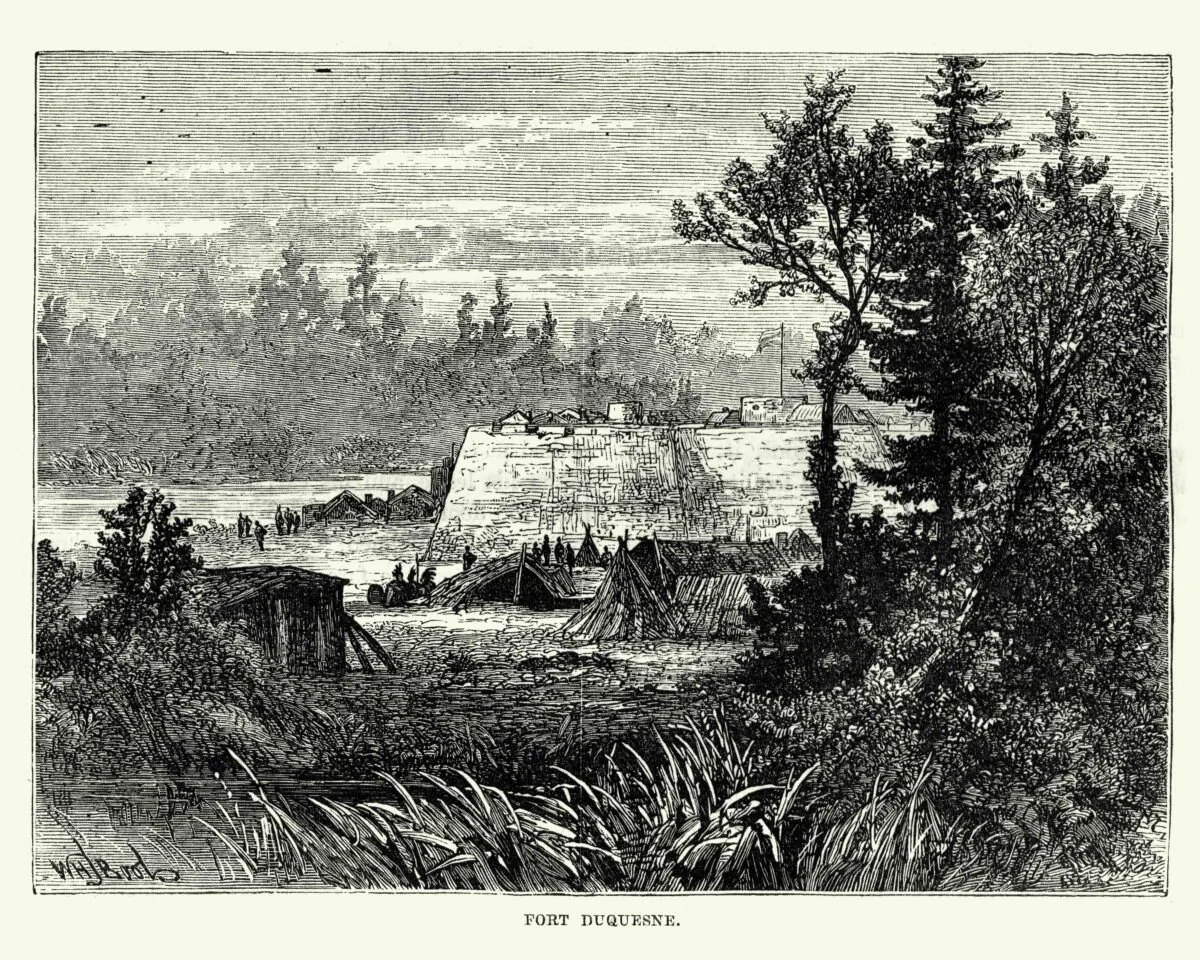 Fort Duquesne, which developed into present-day Pittsburgh, was established in 1754 at the confluence of the Allegheny and Monongahela rivers. (duncan1890/ DigitalVision Vectors/Getty Images)