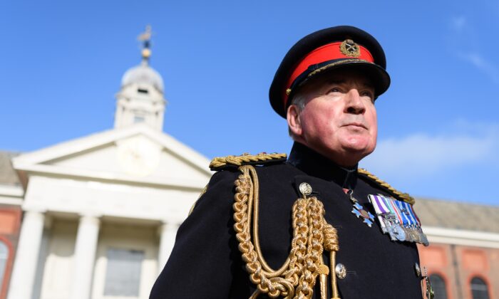Gen. Lord Dannatt, the former chief of the general staff, poses for a photograph after taking part in a photograph to commemorate 100 years since the end of the World War I, at Royal Hospital Chelsea in London, on Oct. 16, 2018. (Leon Neal/Getty Images)