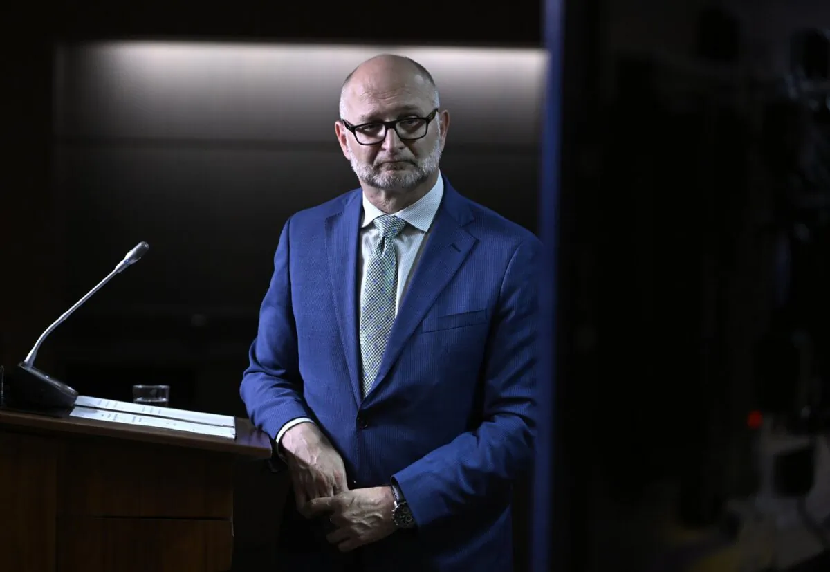 Minister of Justice David Lametti participates in a news conference on Parliament Hill in Ottawa, on June 17, 2022. (The Canadian Press/Justin Tang)