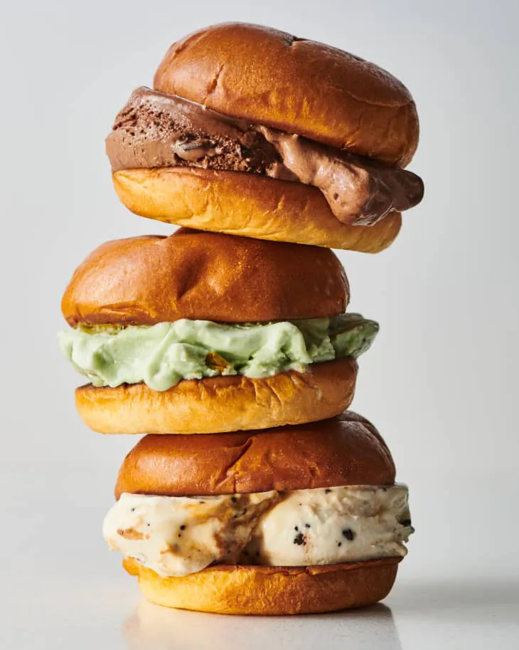 Gelato squished between buttery toasted brioche is the ultimate summer treat.