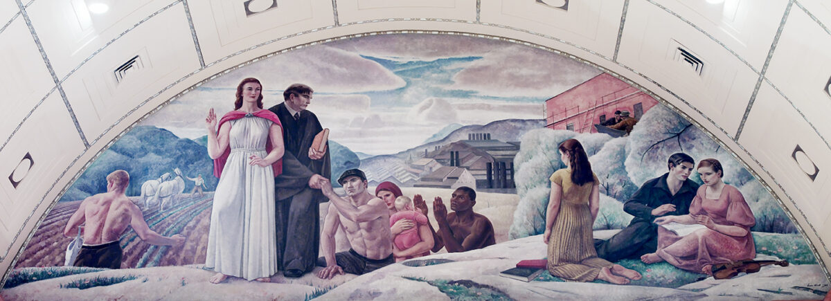 "Justice Triumphant," circa 1935, by Leon Kroll. Mural in the Attorney General Conference Room, Department of Justice, Washington, D.C. Library of Congress (Public Domain)