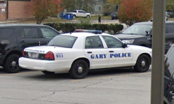 A police car near Gary Police Department in Gary, Ind., in October 2019. (Google Maps/Screenshot via The Epoch Times)