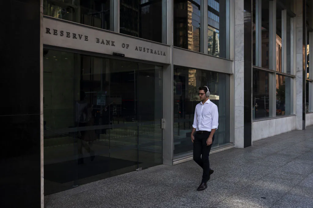 A general view of the Reserve Bank of Australia building in Sydney, Australia, on May 3, 2022. (Brook Mitchell/Getty Images)