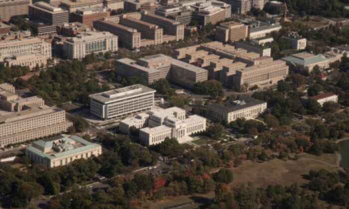 William McChesney Martin Jr. and Marriner S. Eccles buildings from above. (Photographs of the Federal Reserve Board)