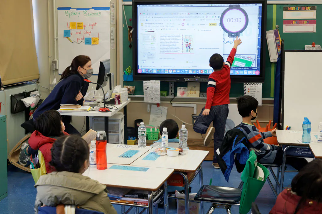 A classroom at Yung Wing School in New York City, on Nov. 18, 2021. (Michael Loccisano/Getty Images)