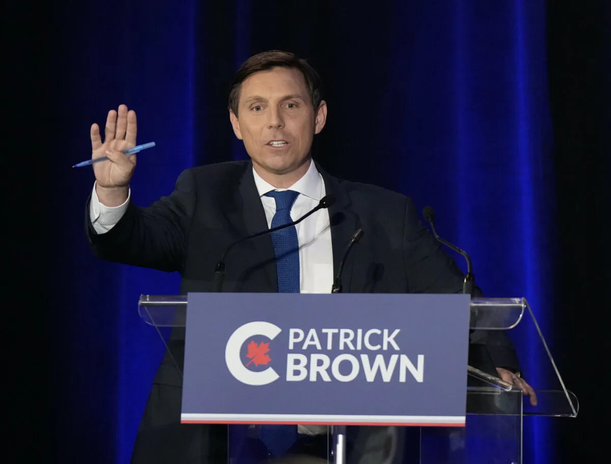 Conservative leadership hopeful Patrick Brown takes part in the Conservative Party of Canada French-language leadership debate in Laval, Quebec, on May 25, 2022. (The Canadian Press/Ryan Remiorz)