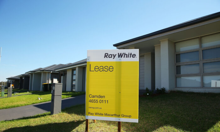 A lease sign is displayed outside a home in Edmondson Park in Sydney, Australia, on April 28, 2016. (Brendon Thorne/Getty Images)
