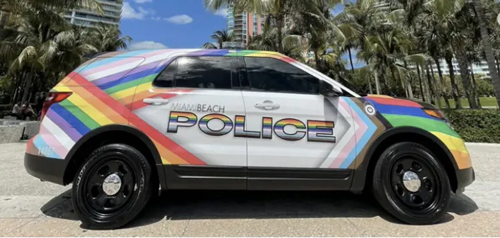 Miami's police department has added a Pride cruiser to its fleet, joining Orlando and Wilton Manor in Florida. (Courtesy of Miami Police Department)