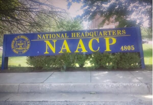 Sign for the national headquarters for the National Association for the Advancement of Colored People in Baltimore, Maryland. 