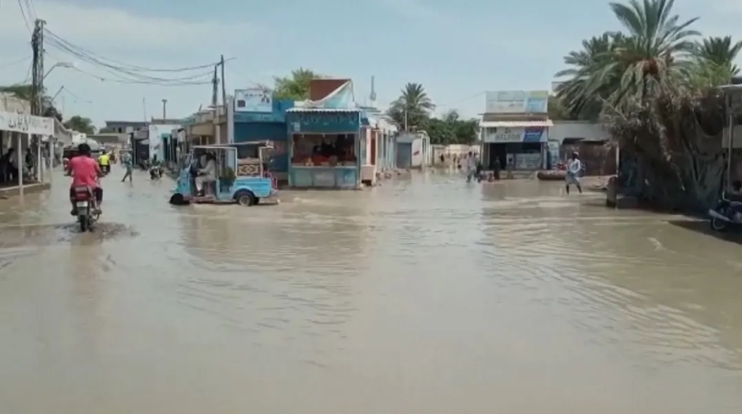 A flooded area in Quetta, Pakistan, on July 6, 2022, in a still from video. (AP/Screenshot via The Epoch Times)