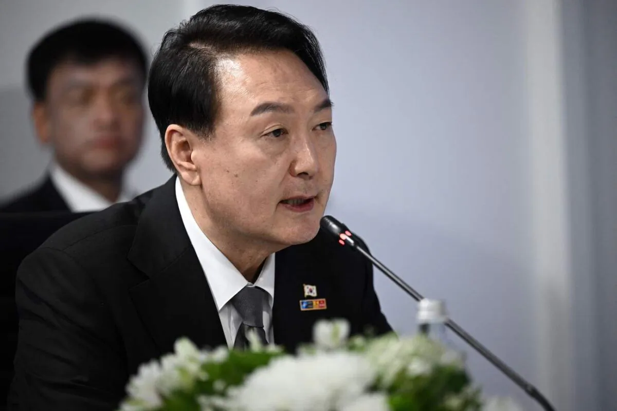 South Korea's President Yoon Suk-Yeol in Madrid, on June 29, 2022. (Brendan Smialowski/AFP via Getty Images)