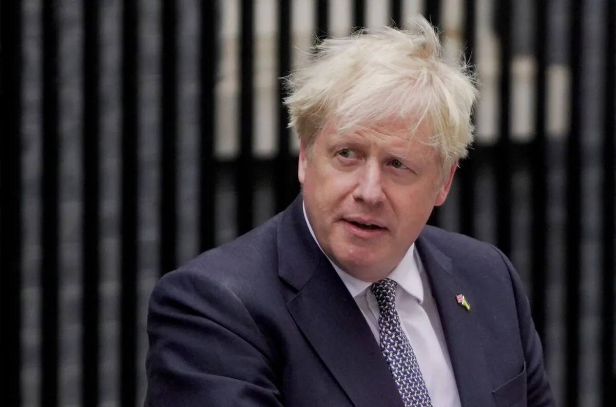 Britain's Prime Minister Boris Johnson makes a resignation statement in front of 10 Downing Street in central London on July 7, 2022. (Niklas Halle'n/AFP via Getty Images)