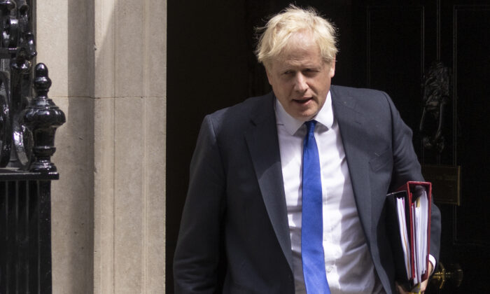 Prime Minister Boris Johnson leaves 10 Downing Street in London on July 6, 2022. (Dan Kitwood/Getty Images)