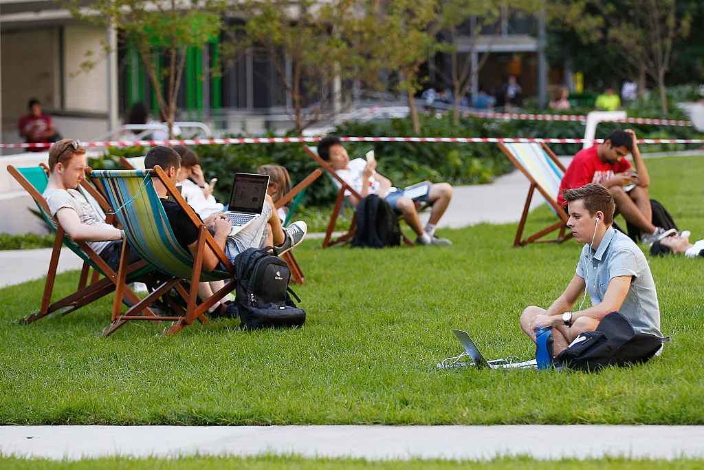 People study on campus at the University of Technology Sydney, in Australia, on April 6, 2016. (Brendon Thorne/Getty Images)
