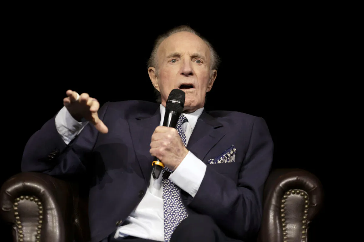James Caan speaks onstage during the 50th Anniversary celebration of "Godfather" at Paramount Pictures Studios in Los Angeles on Feb. 22, 2022. (Frazer Harrison/Getty Images for Paramount Pictures)