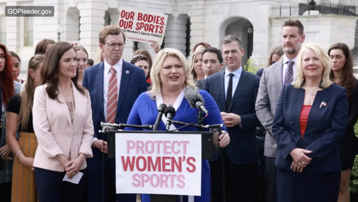 Rep. Kat Cammack (R-Fla.) speaks in front of U.S. Capitol to defend women's rights during Republican press conference, June 23, 2022 (courtesy of House Minority Leader Rep. Kevin McCarthy Twitter)