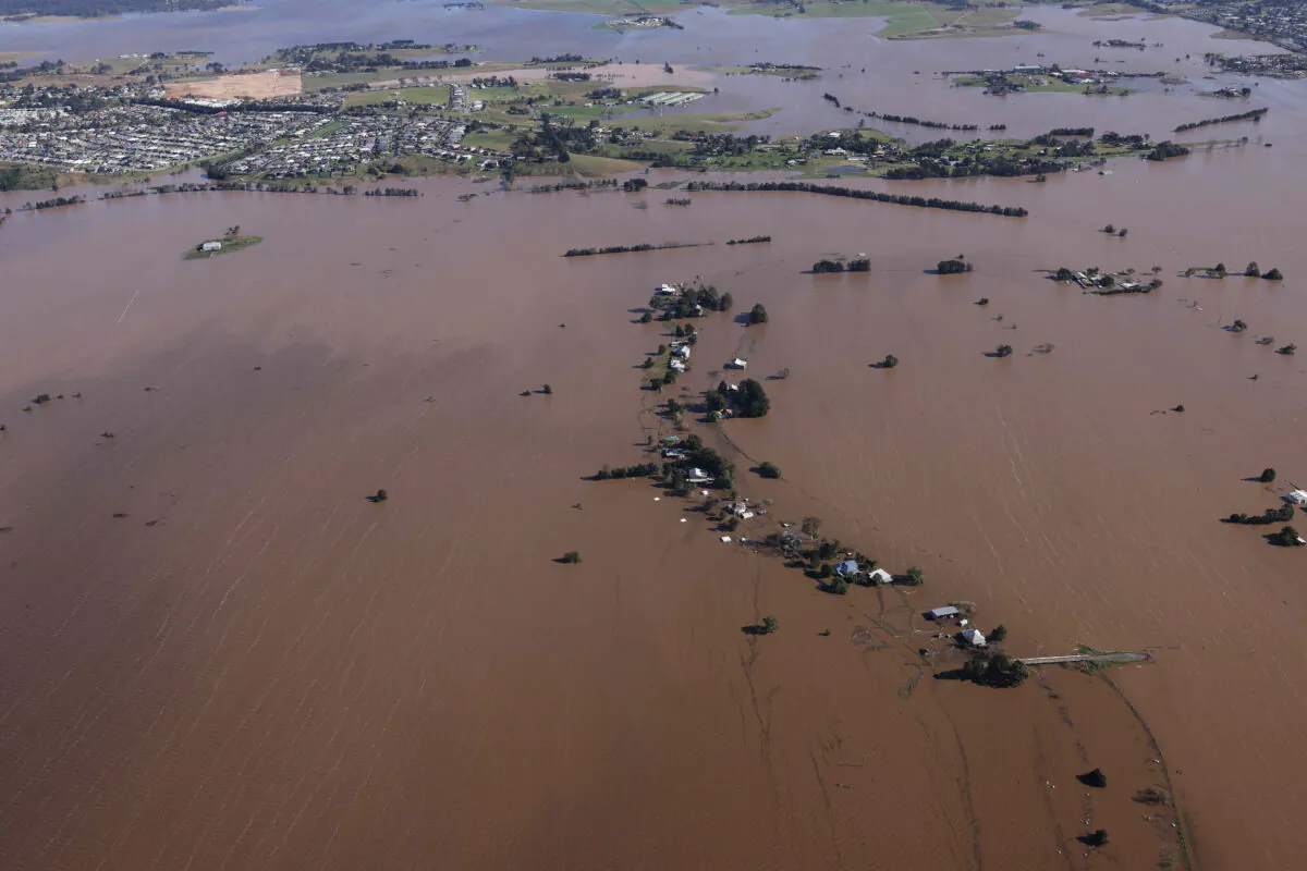 Flooding is shown by helicopter in New South Wales, Australia, on July 8, 2022. (David Swift-Pool/Getty Images)
