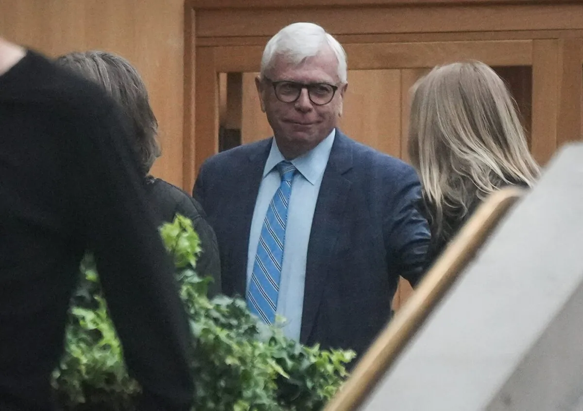 Craig James, former clerk of the B.C. legislative assembly, leaves B.C. Supreme Court after a sentencing hearing in Vancouver, on July 4, 2022. (The Canadian Press/Darryl Dyck)