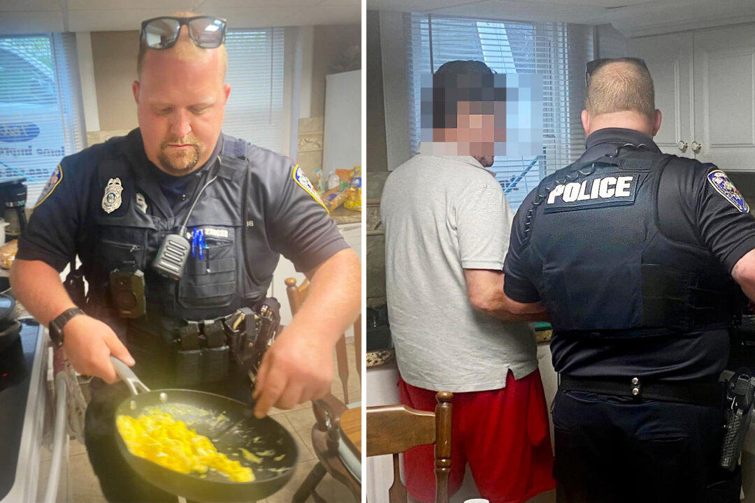 Touching Photo Shows Police Officer Responding to Man Who Needed a Friend to Talk To, Cooking Him Dinner